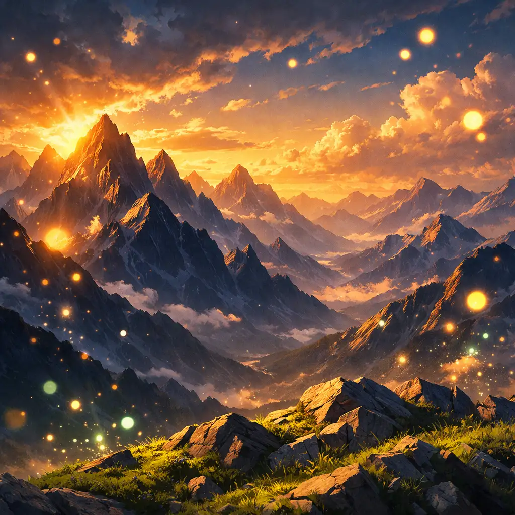 Blue Summit mountain landscape — social casino background